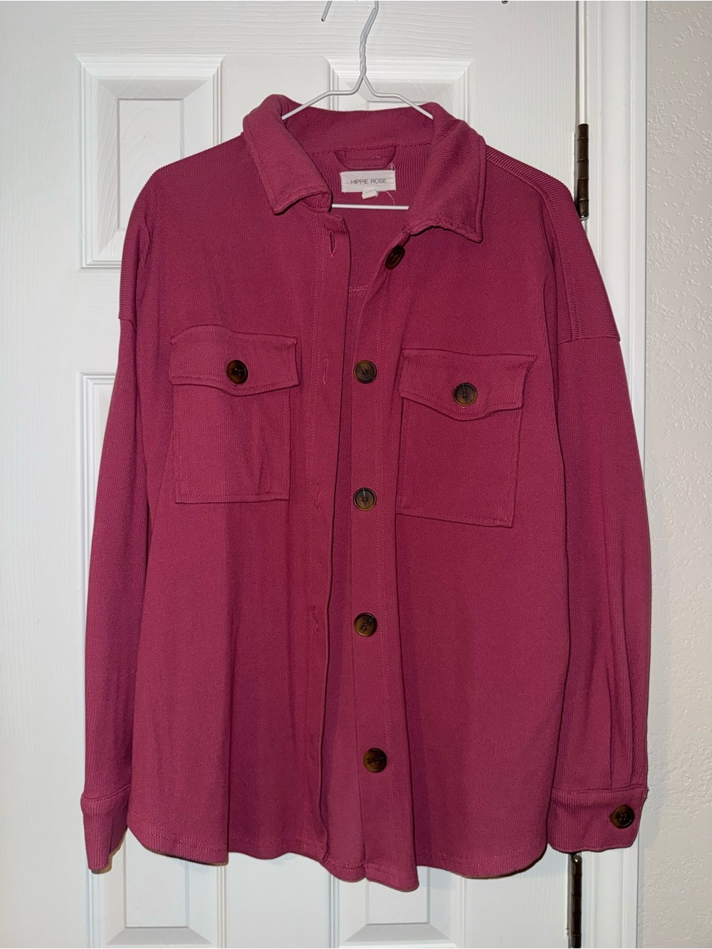 Hippie Rose Berry Button-Front Shacket